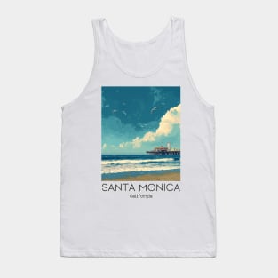 A Vintage Travel Illustration of Santa Monica - California - US Tank Top